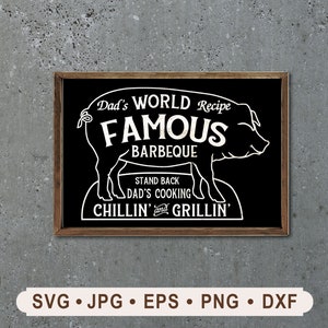 Targa in metallo 20,3 x 30,5 cm, con scritta Dad's BBQ Stand Back Dad's Cooking, stile vintage, decorazione da parete, 20,3 x 30,5 cm