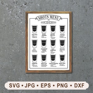 Signe de menu de photos SVG, signe vintage connaissez vos boissons SVG, signe de menu de boissons, panneau de liqueur vintage fichier imprimable, Cricut, téléchargement numérique