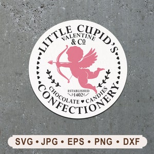 Valentine Little Cupid&#39;s  Confectionery Sign SVG, Cupid Sign Printable, Cupid Graphics, Valentine & Co. Sign, Cricut, Digital Download,