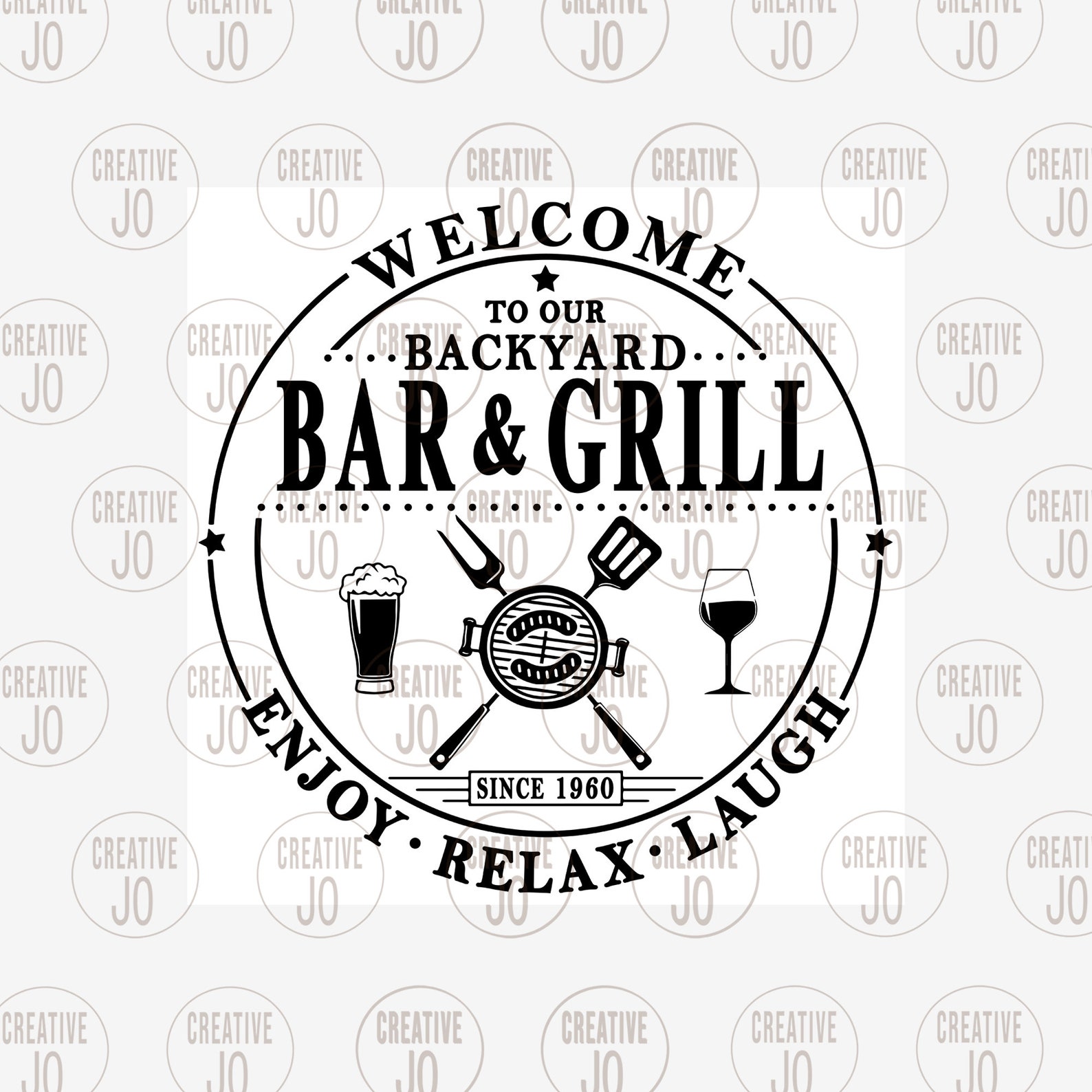 Backyard Bar and Grill Sign SVG Vintage Bar and Grill Etsy