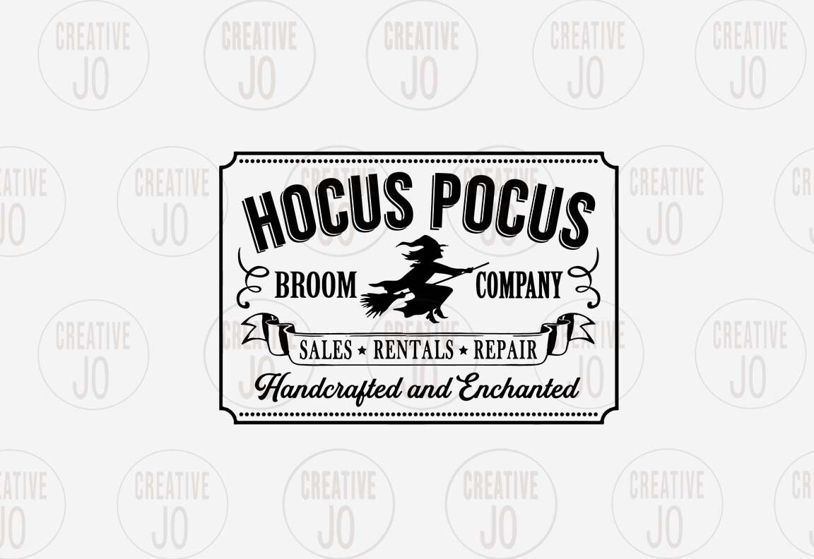 Hocus Pocus Broom Company Sign SVG Vintage Halloween SVG Etsy