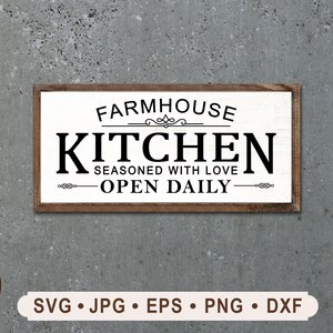 Farmhouse Kitchen Sign SVG, Season With Love Sign SVG, Vintage ...
