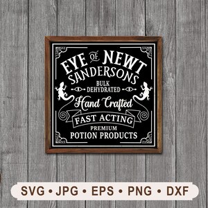 Eye of Newt Sign svg, Vintage Halloween svg, Eye of Newt Potion Products Printable File, Halloween Newt graphics, Cricut, Digital Download