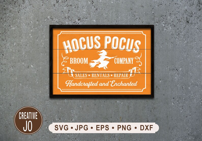 Hocus Pocus Broom Company Sign SVG Vintage Halloween SVG Etsy