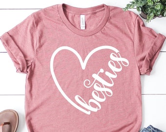 Camisetas para mejores amigas, Camiseta de corazón para mejores amigas, Regalo para mejores amigas, Camiseta para mejores amigas, Camisetas a juego para mejores amigas, Camiseta a juego para hermanas, Amiga de mejores amigas