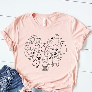 Cat Lover Shirt, Cat Heart, Cat shirt, Cat Mom Shirt, Gift For Cat Lovers, Lazy Cat, Cute Kitten Shirt, Cat Love, Animal Lover Shirt