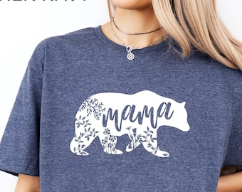 Floral Mama Bear Shirt: Bella Canvas Mom-Life Tee