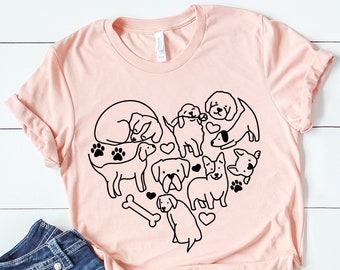 Dog Heart Shirts, Dog T-Shirt, Dog Heart Paw Shirt, Dog Lover Shirt, Paw Print Shirt, Paw Heart Shirt, Dog Shirt Gifts, Dog Mom Tee