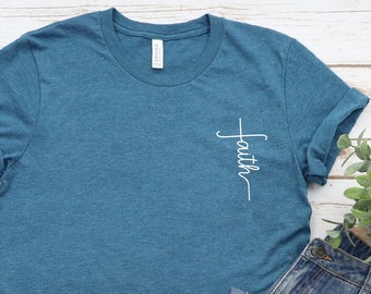Faith Cross Shirt, Faith Cross Pocket Shirt, Christian Shirt, Christian Gift, Vertical Cross Shirt
