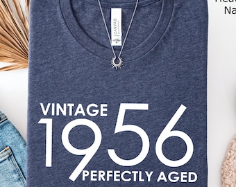 70th Birthday Shirt, Vintage 1956 Perfectly Aged Tee, Vintage 1956 Shirt, Personalized Birthday Shirt, Retro Year Tee, Classic Birthday Gift