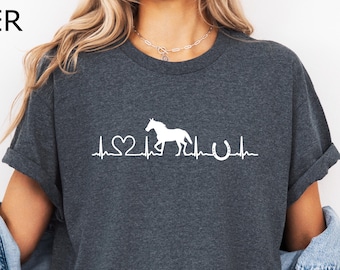 Horse Heartbeat Shirt, Horse Lover Shirt, Horse T-Shirt, Horse Lover Gift, Farm Girl Shirt, Horse Barrel Shirt, Horse Farm Shirt, Cute Horse