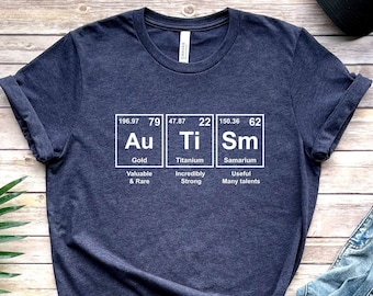 Camiseta de concienciación sobre el autismo: camiseta de la tabla periódica, camiseta de neurodiversidad, camiseta para profesor de educación especial, camiseta del mes del autismo para profesor de educación especial