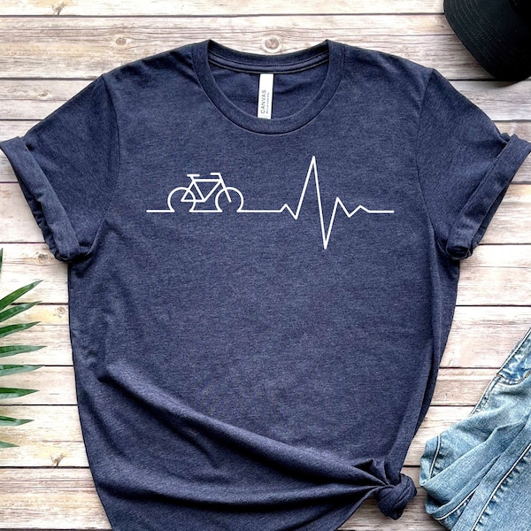 Cycling T-Shirt, Cyclist T Shirt, Bicycle Shirt, Biker T Shirts, Heartbeat Bicycle Tee, Bicycle Rider Shirts, Biking Shirt, Rider Shirt