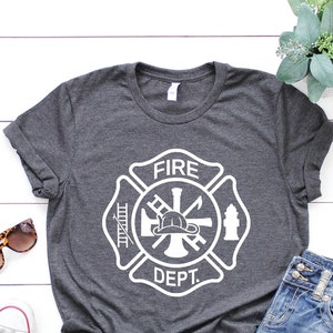 Firefighter T-shirt, Fireman Tee, Fire Department Shirt, Fire Dept. Logo Shirt, Fire Fighter Gift, Gift For Fireman