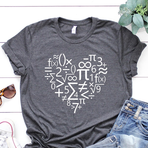 Math Heart shirt, Math Teacher Gift, Valentine's Day Teacher Appreciation Shirt, Math Teacher Shirt, Science Shirt, Nerdy Shirt