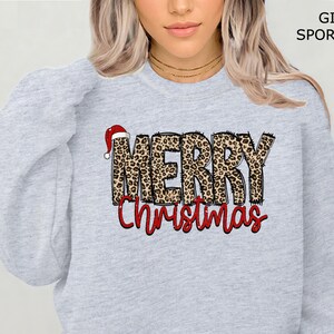 Leopard Christmas Sweatshirt, Cute Christmas sweatshirt, Christmas Sweater, Leopard Lover Sweater, Christmas Gift for Mother