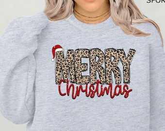 Leopard Christmas Sweatshirt, Cute Christmas sweatshirt, Christmas Sweater, Leopard Lover Sweater, Christmas Gift for Mother