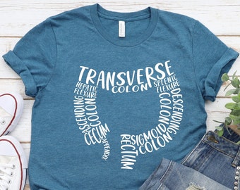 Camiseta de anatomía del colon: Regalo para enfermeras de endoscopia, camiseta anatómica, camiseta de endoscopia para enfermeras, camiseta de enfermera, regalos para enfermeras, camiseta para estudiantes de enfermería.