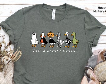 Camiseta divertida de ganso para Halloween, Camiseta de ganso espeluznante, Camiseta de Halloween, Camiseta de ganso esqueleto, Camiseta espeluznante, Camiseta de temporada espeluznante