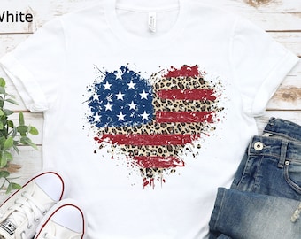 American Flag Heart Shirt, American Flag Shirt, Patriotic USA Tee, 4th of July Shirt, Women's American Flag Shirt, July 4th Shirt