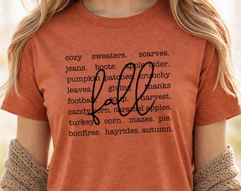 Fall Words Graphic Tee, Women's Autumn Shirt, Fall Shirt, Hello Fall Shirt, Thanksgiving Tee, Fall Shirt for Women
