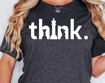 Think Chess T-Shirt: Unisex Cotton Chess Player Gift, Chess shirt, Matching Chess Player Gift, Chess Lover T-Shirt