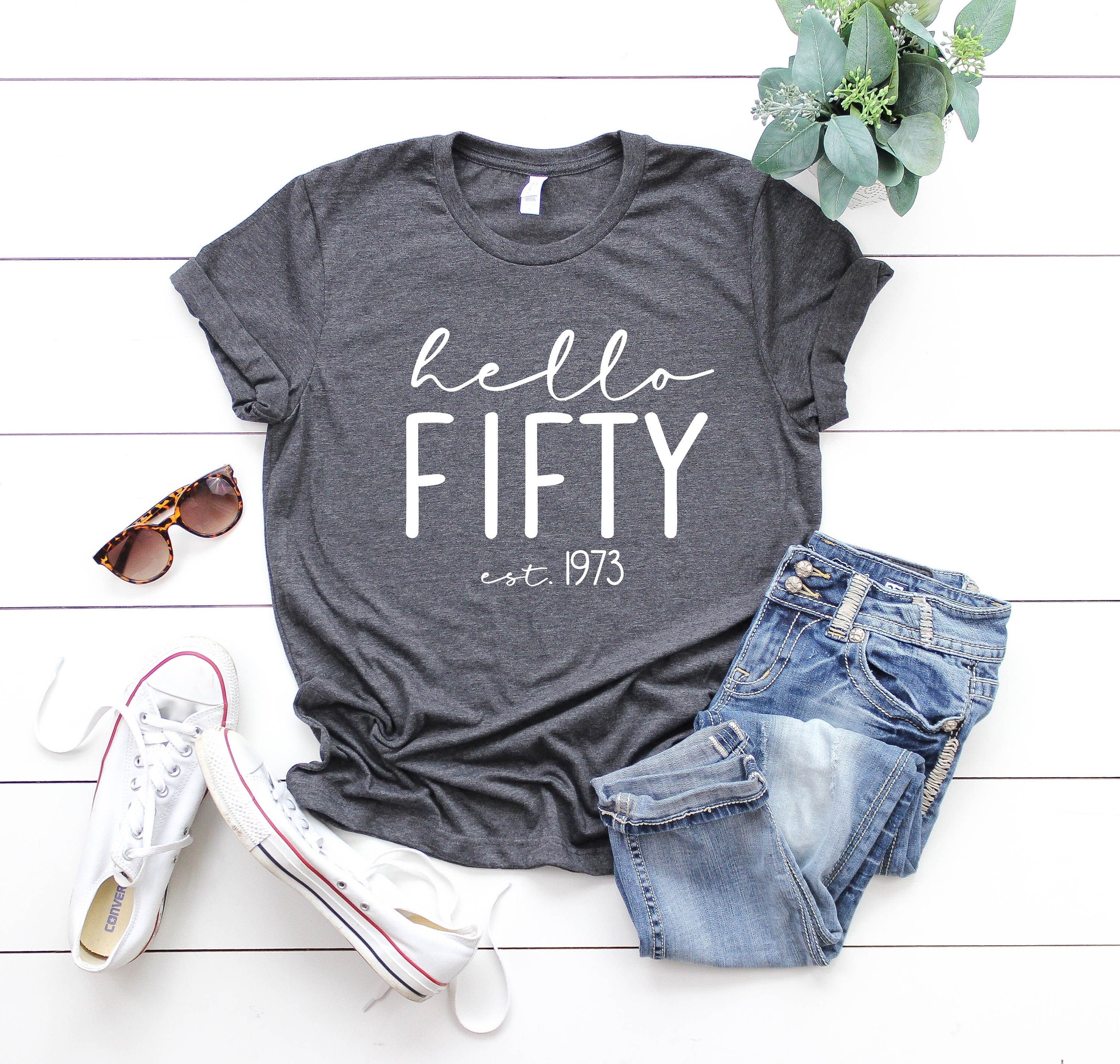 Discover Hello Fifty Shirt,  Hello 50 T-Shirt, 50th Birthday Shirt