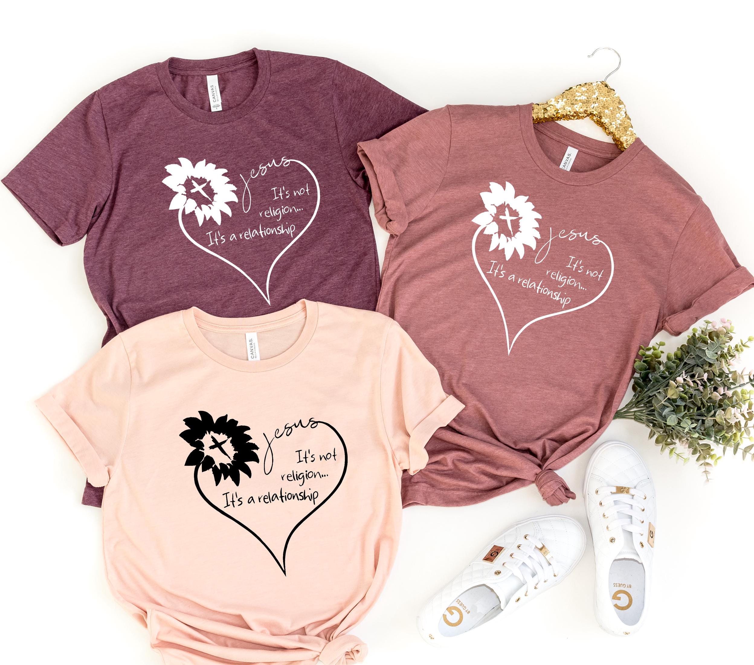 Christians T Shirt,  Jesus It's No Religion It's A Relationship Shirt, Religious T Shirt, Sunflower Heart Shirt, Christians Gift