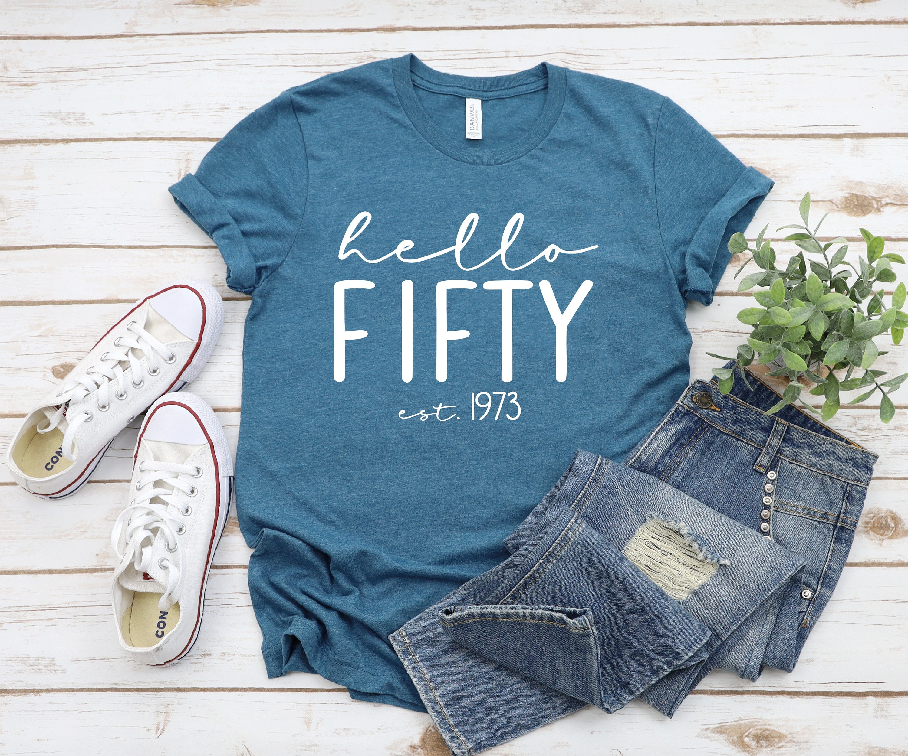 Discover Hello Fifty Shirt,  Hello 50 T-Shirt, 50th Birthday Shirt