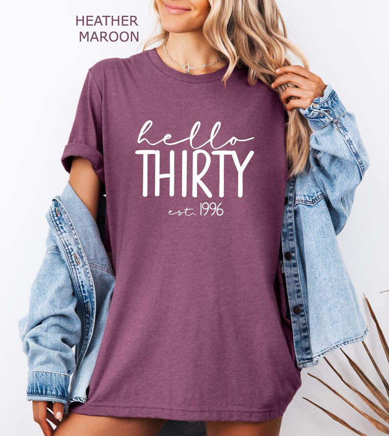 Hello Thirty Est 1996 Shirt, 30th Birthday Shirt, Turning 30 Birthday Gift, Thirty Birthday Crew, Birthday Squad, Birthday Party Shirt image 3