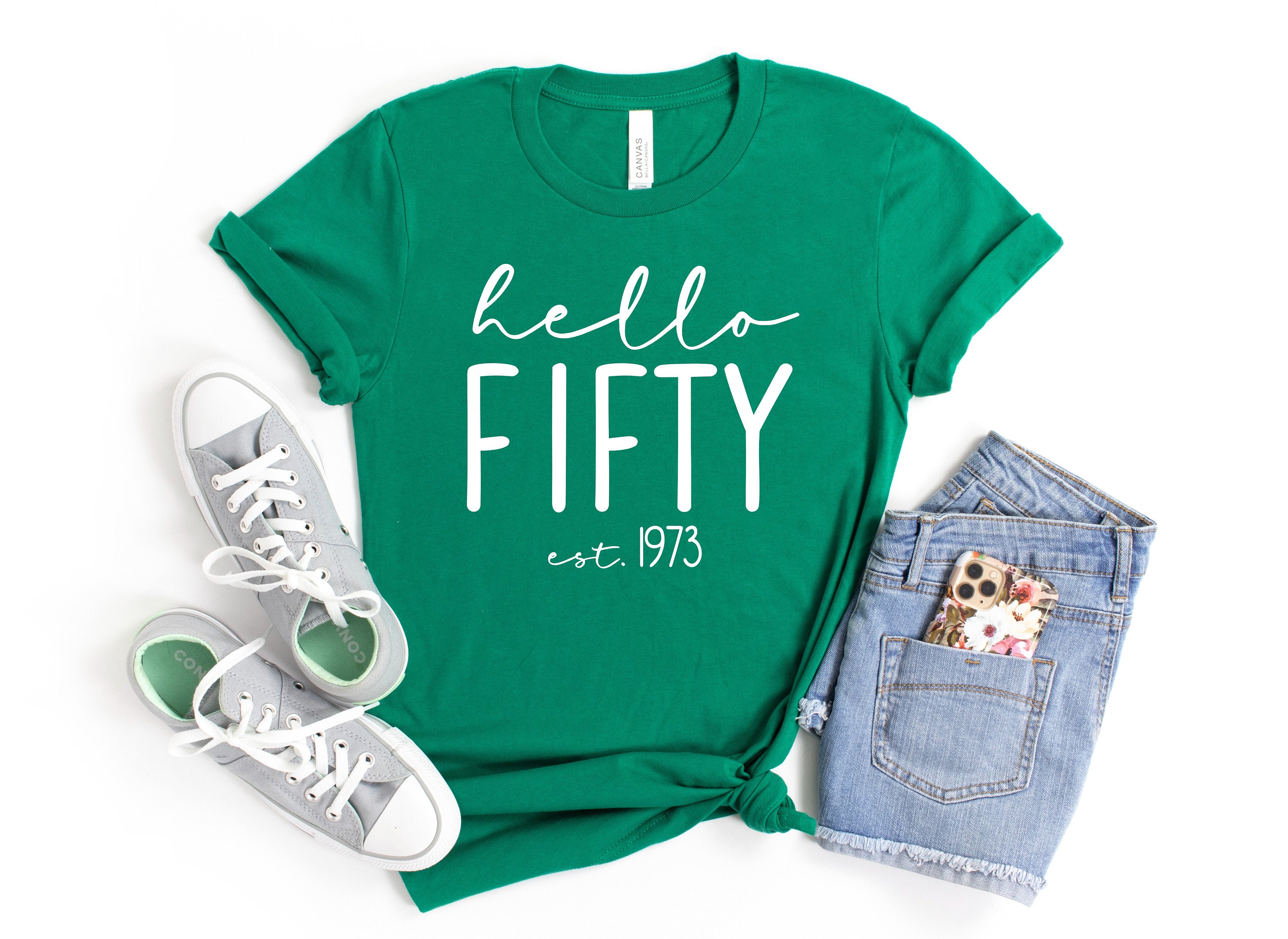 Discover Hello Fifty Shirt,  Hello 50 T-Shirt, 50th Birthday Shirt