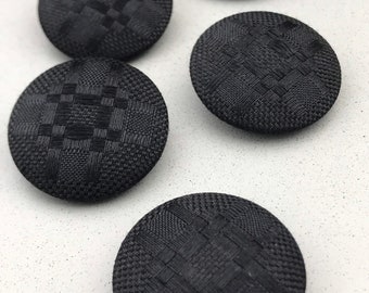 6 old fabric buttons - 30 mm - old production - black buttons