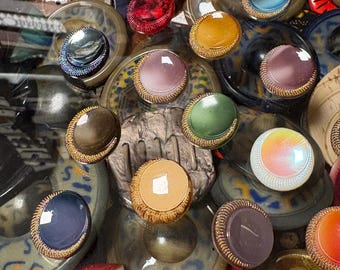 15!colorful pressed old Glas buttons  - hand painted glasbuttons - 18 mm