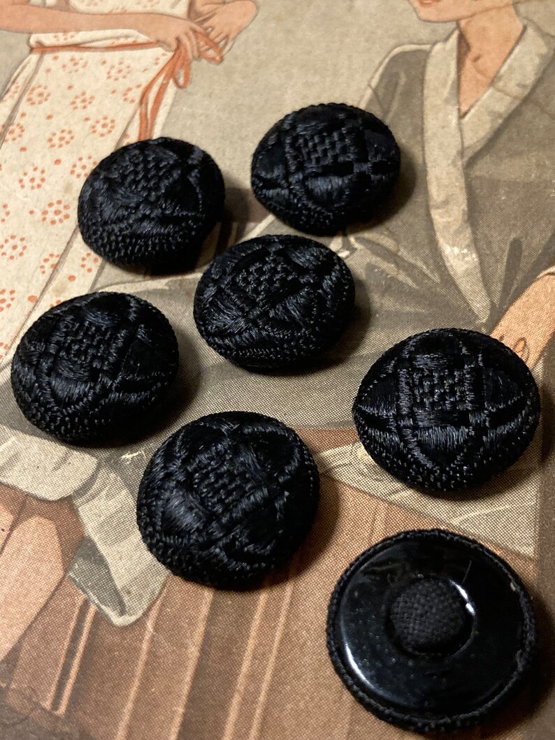 8 old fabric buttons 18 mm old production black buttons image 8