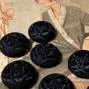 8 old fabric buttons 18 mm old production black buttons image 5