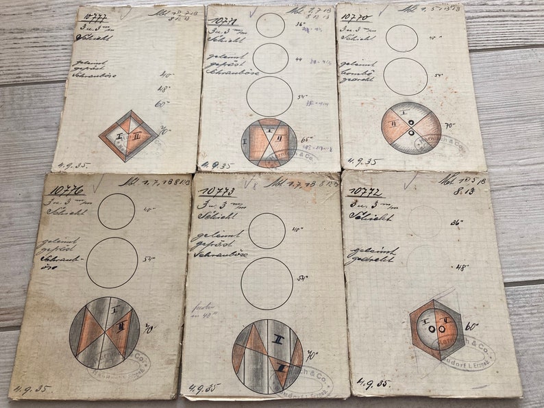 6 Vintage Knopf Baukarten deutscher Hersteller von 1936 image 1