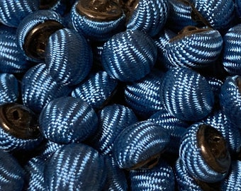 10 old fabric buttons - 11 mm - french production - blue Trimming buttons