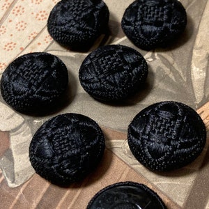 8 old fabric buttons 18 mm old production black buttons image 4