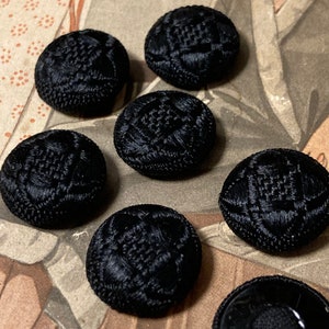 8 old fabric buttons 18 mm old production black buttons image 1