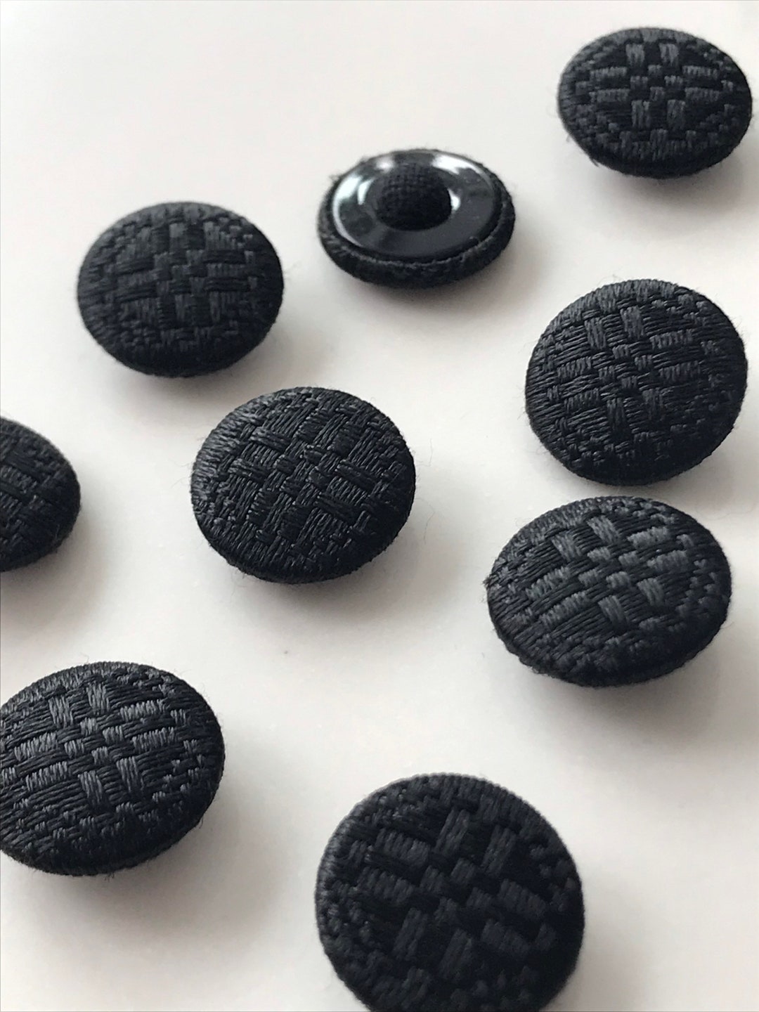 8 Vintage Black Fabric Buttons: Collectible Sewing Supplies (16mm) - Etsy