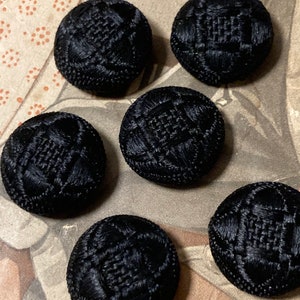 8 old fabric buttons 18 mm old production black buttons image 2