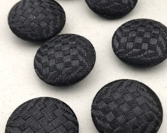 6 old fabric buttons - 22 mm - old production - black buttons