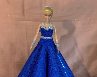 Beautiful Holiday Barbie in Royal Blue Dress Etsy