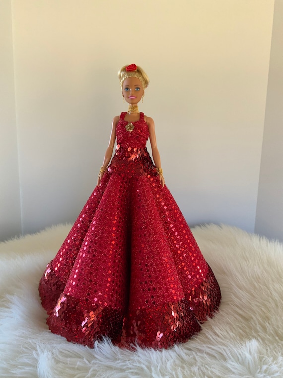 Beautiful Barbie Doll in Red Gown