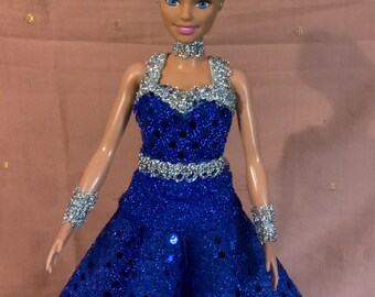 Beautiful Holiday Barbie in Royal Blue Dress Etsy