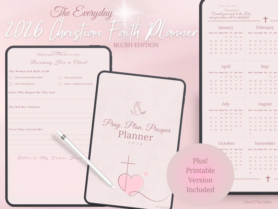Blush Christian Digital Planner 2026 Faith Prayer Journal for Women ...