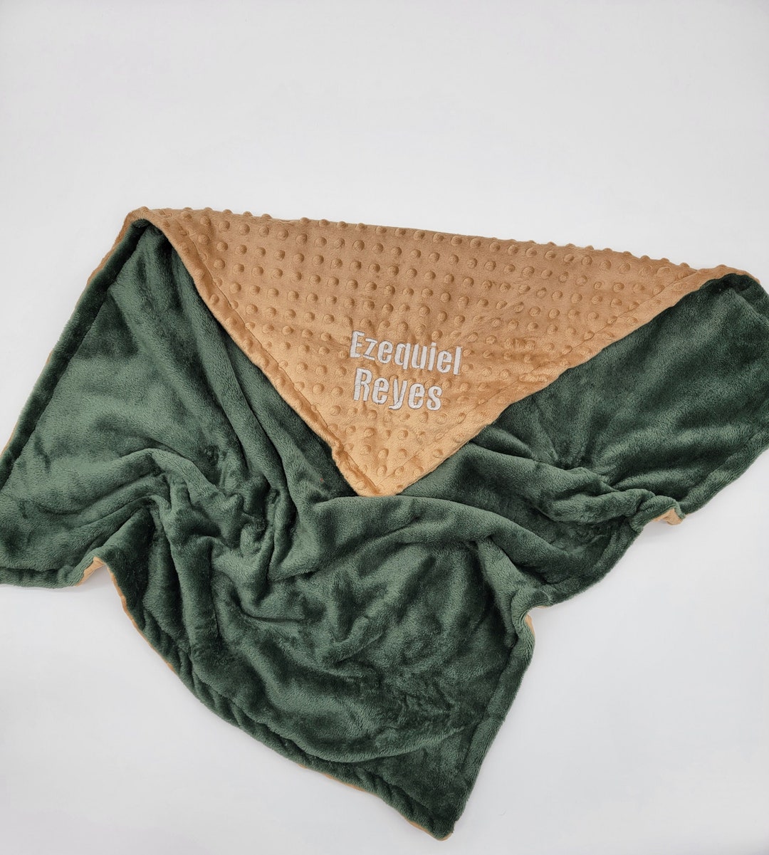 Personalized Minky Blanketgreen Blanketpersonalized Throw Etsy