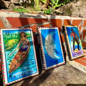 Caracol - Peinture - Cadre en bois - Cartas de la lotería - Accroche murale - Produit traditionnel mexicain