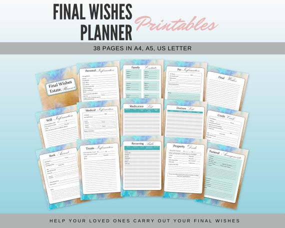 Final Wishes Printable Estate Planner - Etsy