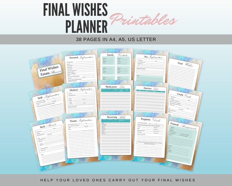 Final Wishes Printable Estate Planner Etsy